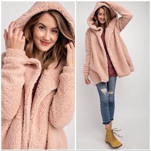 Pink Furry hooded coat